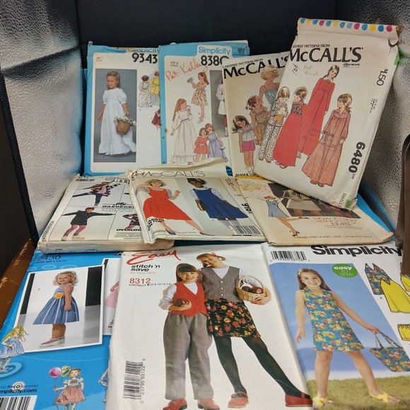 Simplicity Other - Vintage Girls Sewing Pattern Lot Simplicity McCalls Dresses Jumpers Crafts Size